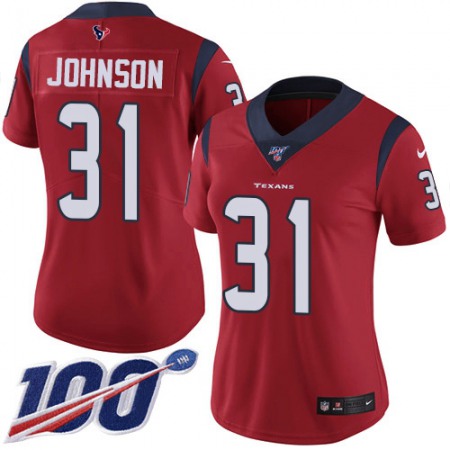 Nike Texans #31 David Johnson Red Alternate Women's Stitched NFL 100th Season Vapor Untouchable Limited Jersey