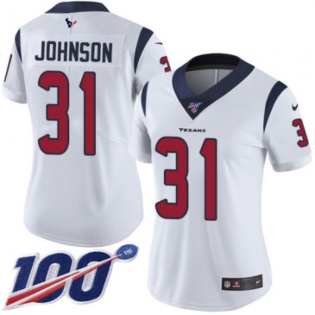 Nike Texans #31 David Johnson White Women's Stitched NFL 100th Season Vapor Untouchable Limited Jersey