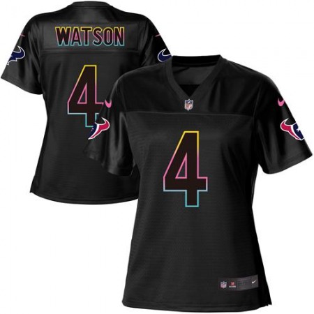 Nike Texans #4 Deshaun Watson Black Women's NFL Fashion Game Jersey