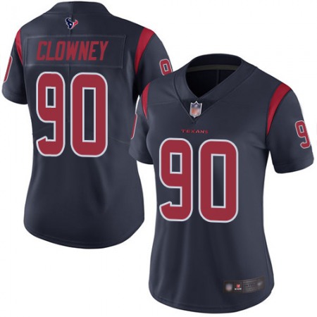 Nike Texans #90 Jadeveon Clowney Navy Blue Women's Stitched NFL Limited Rush Jersey