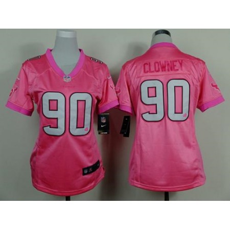 Nike Texans #90 Jadeveon Clowney Pink Women's Be Luv'd Stitched NFL New Elite Jersey