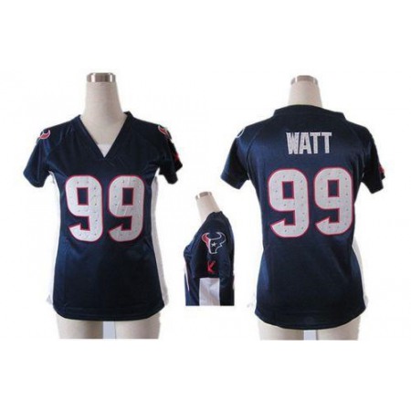 Nike Texans #99 J.J. Watt Navy Blue Team Color Draft Him Name & Number Top Women's Stitched NFL Elite Jersey