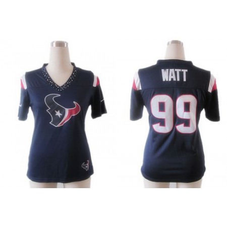 Nike Texans #99 J.J. Watt Navy Blue Team Color Women's Team Diamond Stitched NFL Elite Jersey