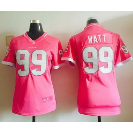 Nike Texans #99 J.J. Watt Pink Women's Stitched NFL Elite Bubble Gum Jersey