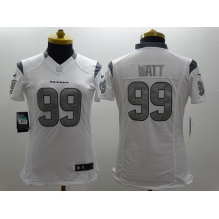 Nike Texans #99 J.J. Watt White Women's Stitched NFL Limited Platinum Jersey