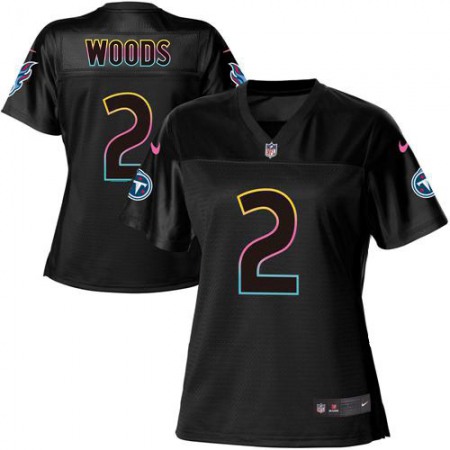 Nike Titans #2 Robert Woods Black Women's NFL Fashion Game Jersey