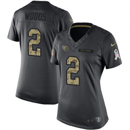 Nike Titans #2 Robert Woods Black Women's Stitched NFL Limited 2016 Salute To Service Jersey