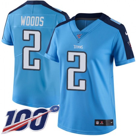 Nike Titans #2 Robert Woods Light Blue Women's Stitched NFL Limited Rush 100th Season Jersey