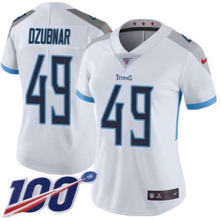 Nike Titans #49 Nick Dzubnar White Women's Stitched NFL 100th Season Vapor Untouchable Limited Jersey