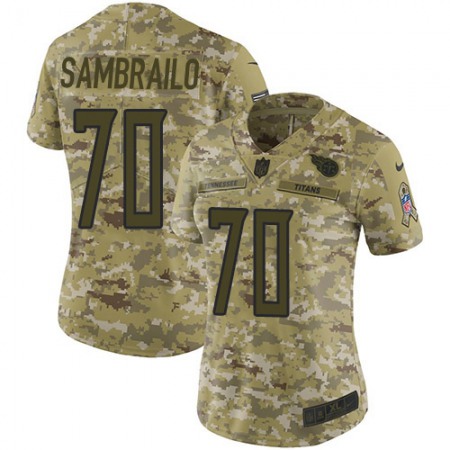 Nike Titans #70 Ty Sambrailo Camo Women's Stitched NFL Limited 2018 Salute To Service Jersey