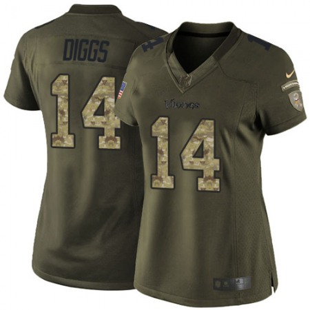 Nike Vikings #14 Stefon Diggs Green Women's Stitched NFL Limited 2015 Salute to Service Jersey