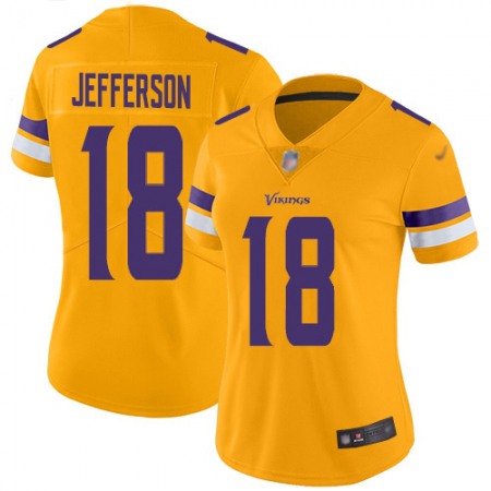 Nike Vikings #18 Justin Jefferson Gold Women's Stitched NFL Limited Inverted Legend Jersey