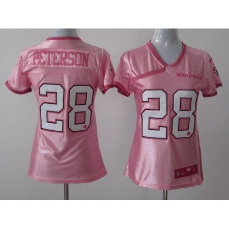 Nike Vikings #28 Adrian Peterson New Pink Women's Be Luv'd Stitched NFL Elite Jersey