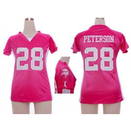 Nike Vikings #28 Adrian Peterson Pink Draft Him Name & Number Top Women's Stitched NFL Elite Jersey