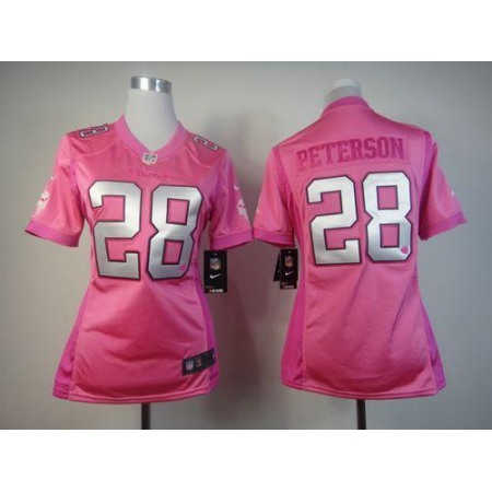 Nike Vikings #28 Adrian Peterson Pink Women's Be Luv'd Stitched NFL Elite Jersey