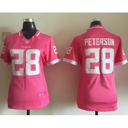 Nike Vikings #28 Adrian Peterson Pink Women's Stitched NFL Elite Bubble Gum Jersey