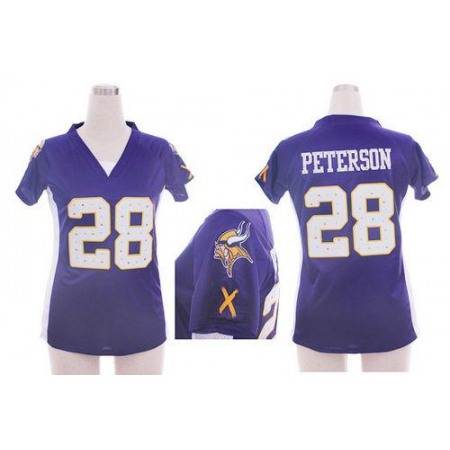 Nike Vikings #28 Adrian Peterson Purple Team Color Draft Him Name & Number Top Women's Stitched NFL Elite Jersey