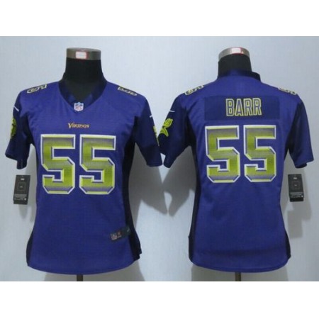 Nike Vikings #55 Anthony Barr Purple Team Color Women's Stitched NFL Elite Strobe Jersey