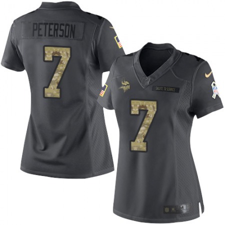 Nike Vikings #7 Patrick Peterson Black Women's Stitched NFL Limited 2016 Salute to Service Jersey