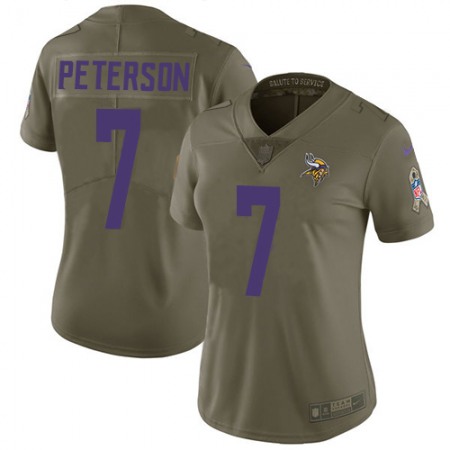 Nike Vikings #7 Patrick Peterson Olive Women's Stitched NFL Limited 2017 Salute To Service Jersey