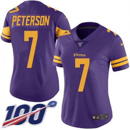 Nike Vikings #7 Patrick Peterson Purple Women's Stitched NFL Limited Rush 100th Season Jersey