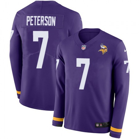 Nike Vikings #7 Patrick Peterson Purple Team Color Youth Stitched NFL Limited Therma Long Sleeve Jersey