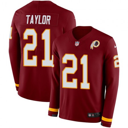 Nike Commanders #21 Sean Taylor Burgundy Red Team Color Men's Stitched NFL Limited Therma Long Sleeve Jersey