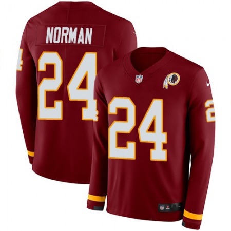 Nike Commanders #24 Josh Norman Burgundy Red Team Color Men's Stitched NFL Limited Therma Long Sleeve Jersey