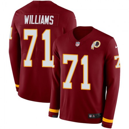 Nike Commanders #71 Trent Williams Burgundy Red Team Color Men's Stitched NFL Limited Therma Long Sleeve Jersey