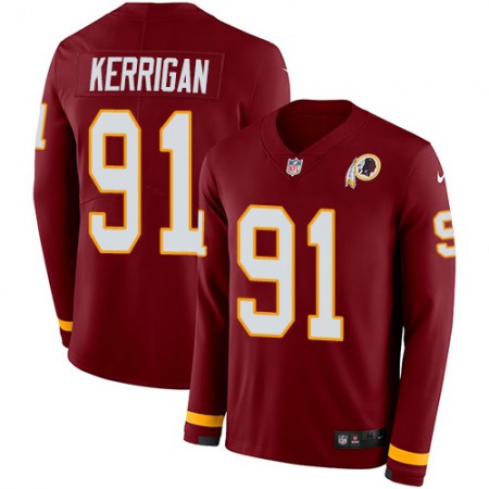 Nike Commanders #91 Ryan Kerrigan Burgundy Red Team Color Men's Stitched NFL Limited Therma Long Sleeve Jersey