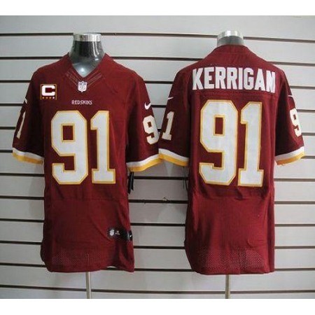 Nike Commanders #91 Ryan Kerrigan Burgundy Red Team Color With C Patch Men's Stitched NFL Elite Jersey