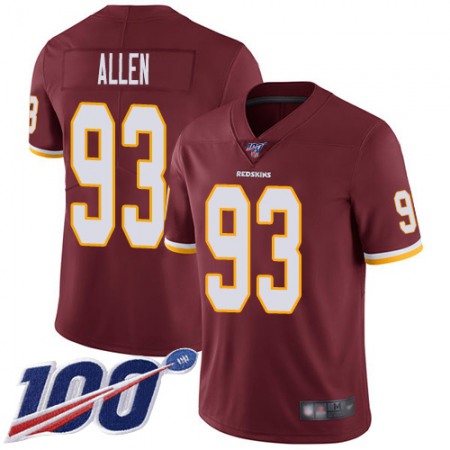 Nike Commanders #93 Jonathan Allen Burgundy Red Team Color Men's Stitched NFL 100th Season Vapor Limited Jersey