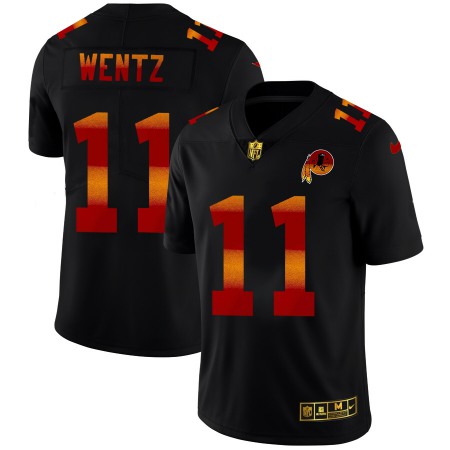 Washington Commanders #11 Carson Wentz Men's Black Nike Red Orange Stripe Vapor Limited NFL Jersey