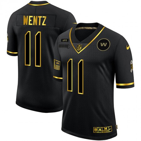 Washington Commanders #11 Carson Wentz Men's Nike 2020 Salute To Service Golden Limited NFL Jersey Black