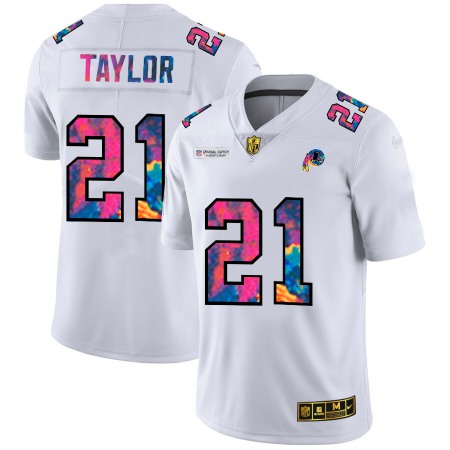 Washington Commanders #21 Sean Taylor Men's White Nike Multi-Color 2020 NFL Crucial Catch Limited NFL Jersey