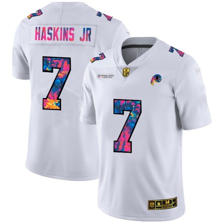 Washington Commanders #7 Dwayne Haskins Jr Men's White Nike Multi-Color 2020 NFL Crucial Catch Limited NFL Jersey