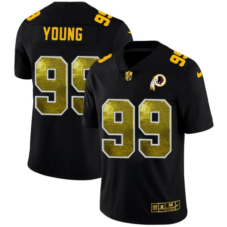 Washington Commanders #99 Chase Young Men's Black Nike Golden Sequin Vapor Limited NFL Jersey