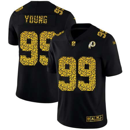 Washington Commanders #99 Chase Young Men's Nike Leopard Print Fashion Vapor Limited NFL Jersey Black