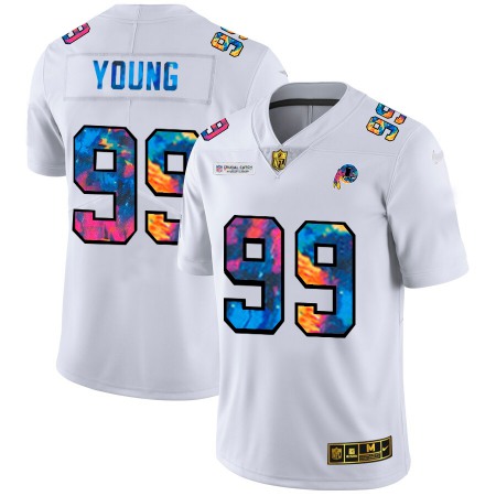 Washington Commanders #99 Chase Young Men's White Nike Multi-Color 2020 NFL Crucial Catch Limited NFL Jersey
